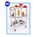 Adjustable Chrome Kitchen Metal Storage Trolley -New (TR7535120B3CW)